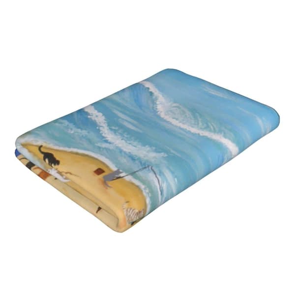 Bomclap Rantapyyhe 70x140 cm - Kissa - kuvio rannalla ja Raikasto - design Nopeasti kuivuva Rantapyyhe Matkapyyhe
