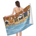 Pikkukuva 1 / 7: Bomclap Rantapyyhe 70x140 cm - Kissa - kuvio rannalla ja Raikasto - design Nopeasti kuivuva Rantapyyhe Matkapyyhe