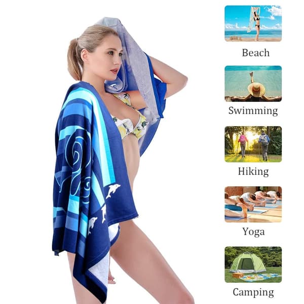 Bomclap overdimensioneret stort mikrofiber strandark - 70*140 cm, strakt, let, perfekt til hytter, svømning og rejser