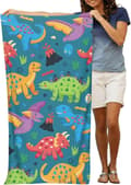 Miniatyrbild 5 av 7: Bomclap Dinosaurie Strandhandduk för Pojkar - Barn Badhandduk 76x152cm, Personlig Mikrofiber Snabbtorkande Poolhandduk till Resor