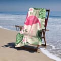 Miniatyrbillede 5 af 6: Bomclap Flamingo strandhåndklæde til kvinder/voksne - mikrofiber badehåndklæde 76x152cm, sød personlig ekstra stor sandløs poolhåndklæde