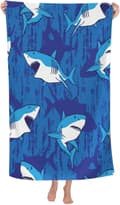 Miniatyrbillede 1 af 6: Bomclap Shark Swim Håndklæde til Drenge - Personligt Strandhåndklæde til Børn 70x140cm, Sandfri Mikrofiber Hurtigtørrende Poolhåndklæde