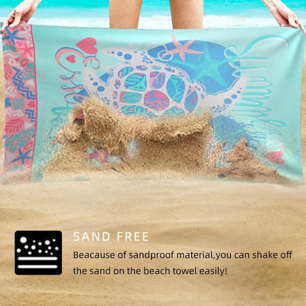 Bomclap Turtle Strandhåndklæde Microfiber 70x140cm - Let Sandløst Rejsehåndklæde til Pool/Yoga, Strandtilbehør til Voksne og Børn