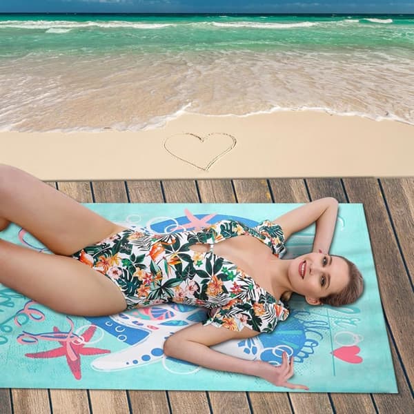 Bomclap Turtle Strandhåndklæde Microfiber 70x140cm - Let Sandløst Rejsehåndklæde til Pool/Yoga, Strandtilbehør til Voksne og Børn