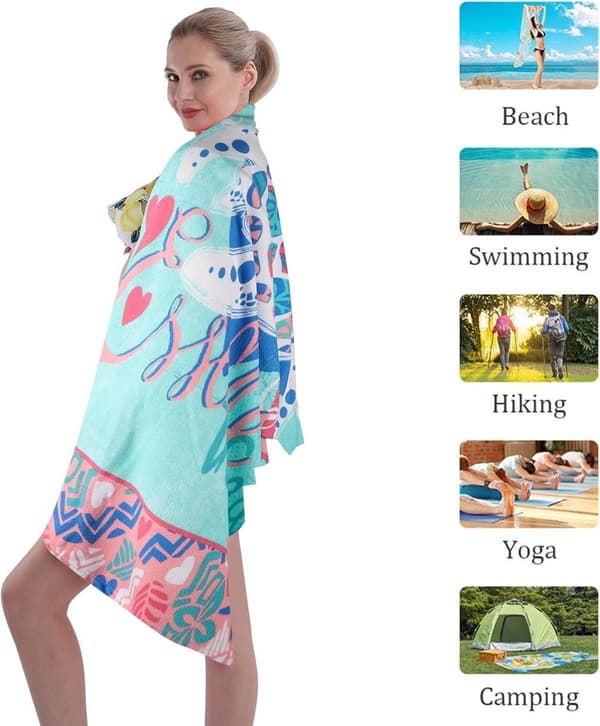 Bomclap Turtle Strandhåndklæde Microfiber 70x140cm - Let Sandløst Rejsehåndklæde til Pool/Yoga, Strandtilbehør til Voksne og Børn