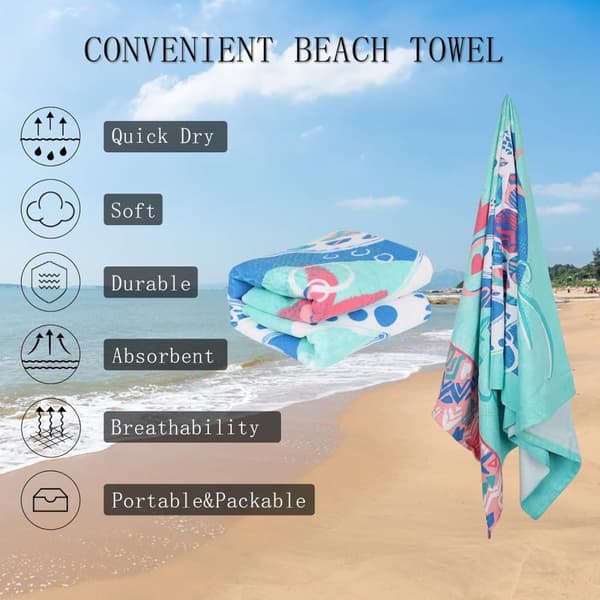 Bomclap Turtle Strandhåndklæde Microfiber 70x140cm - Let Sandløst Rejsehåndklæde til Pool/Yoga, Strandtilbehør til Voksne og Børn