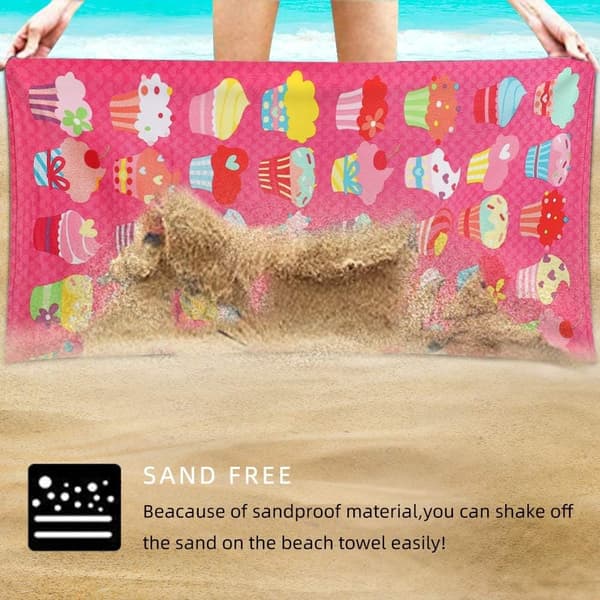 Bomclap Ice Cream Design Rantapyyhesetti - Mikrokuitu Erittäin suuri 70x140 cm, söpö nopeasti kuivuva hiekaton allaspyyhe lapsille/naisille/miehille