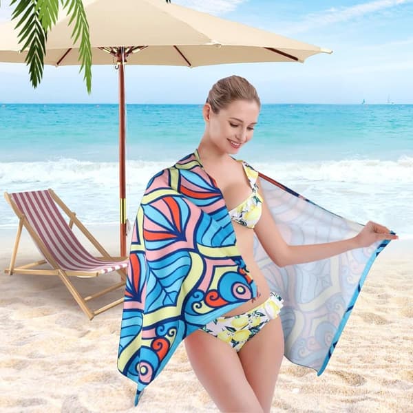 Bomclap Mandala Strandhåndklæde Mikrofiber 70x140cm - Blåt Lys Sandløst Rejsehåndklæde til Yoga/Pool, Strandtilbehør Familiegave