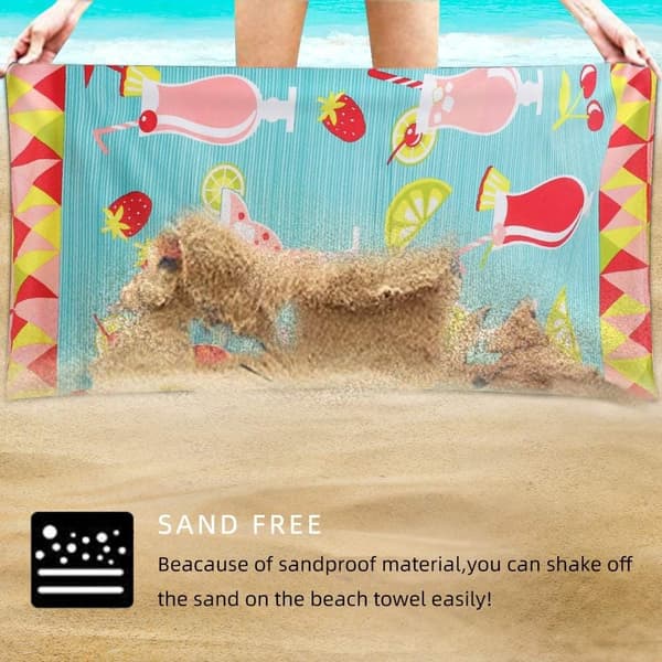 Bomclap Fruit Rantapyyhe Mikrokuitu 70x140 cm - Söpö Design Kevyt hiekaton Nopeasti kuivuva allaspyyhe, Rantatarvikkeet perheelle