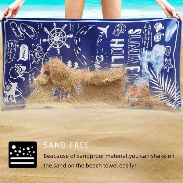 Bomclap Sommer Strandhåndklæde Microfiber 70x140 cm - Ekstra Stort Lys Sandløst Hurtigtørrende Badehåndklæde til Voksne/Dame/Drenge/Pige