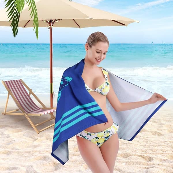 Bomclap Blue Turtle strandhåndklæde 70x140cm - Microfiber Sandless Quick Dry rejsehåndklæde til pool/yoga, gave og strandtilbehør