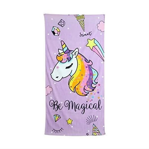 SECANETA Enhörningsbadhandduk för barn 75 x 150 cm, 100 % bomullstyg sammet (Mauve), 75 x 150 cm 8412491040625