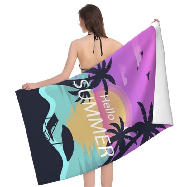 Bomclap Stor 70*140CM Strakt Mikrofiber Poollagen - Overdimensioneret, Let, Stor Cabana Bade- og Rejselagen til Mænd og Kvinder