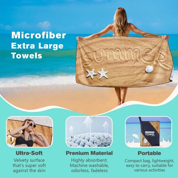 Bomclap 70x140CM store letvægts strakte mikrofiber poollagner - store, gode til Cabana og rejser