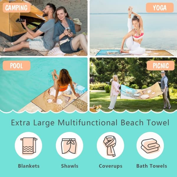 Bomclap Store Strakte Mikrofiber Strandlagner 70x140CM - Overdimensioneret, Letvægts, Perfekt til Pooldage