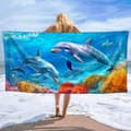 Pikkukuva 2 / 4: Bomclap Oversized 70x140CM venytetyt mikrokuituiset allaslakanat - suuret, kevyet, täydelliset aikuisten uintimatkalle