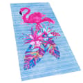 Pikkukuva 2 / 4: Bomclap rantapyyhe 70x140 cm - Värikäs flamingo - ja kukat - kuvio sinisellä Streifen Nopeasti kuivuva kylpypyyhe matkapyyhe