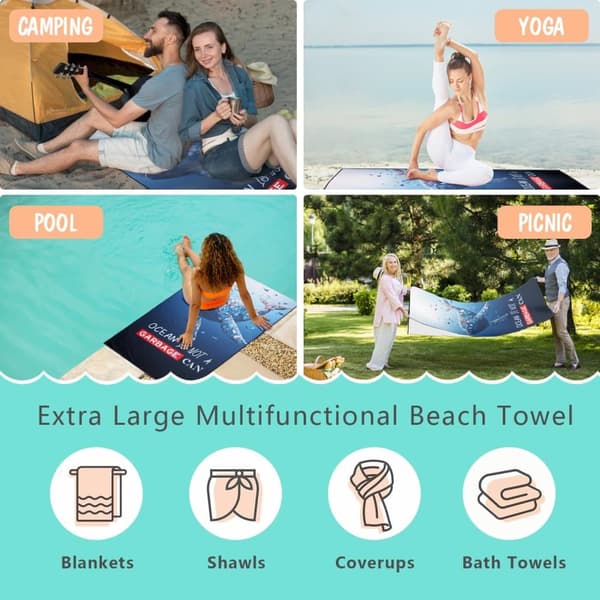 Bomclap alsidig 70 * 140cm stor prikket mikrofiber strandhåndklæde - letvægts, fantastisk til yoga og rejser