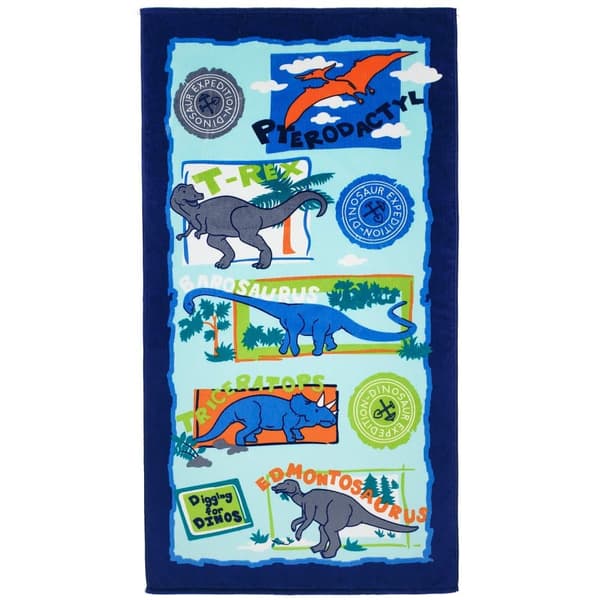 Bomclap Rantapyyhe 70x140 cm - Dinosaurukset - Kuvio Nopeasti kuivuva kylpypyyhe Matkapyyhe