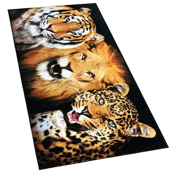 Bomclap Strandhandduk - Tiger, Löwe und Leopard - Motiv Snabbtrocknendes Badhandtuch Reisehandtuch