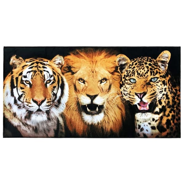 Bomclap Strandhandduk - Tiger, Löwe und Leopard - Motiv Snabbtrocknendes Badhandtuch Reisehandtuch