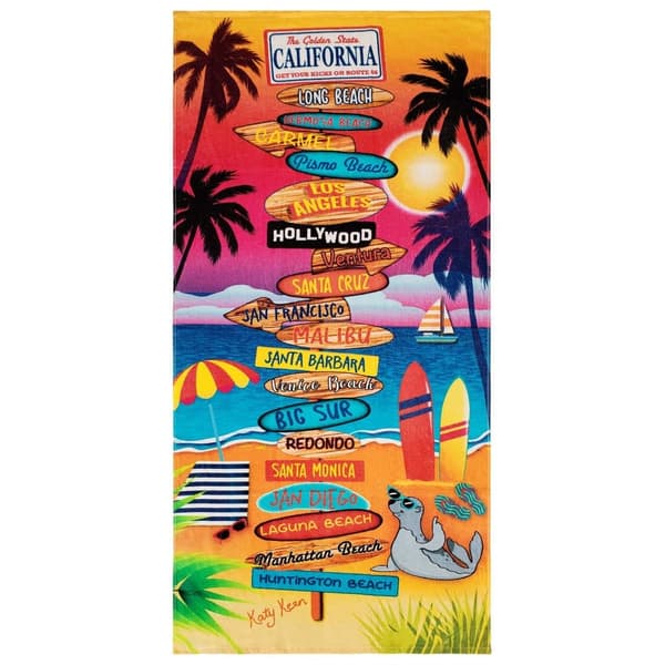 Bomclap Strandhåndklæde 70x140 cm - California Strände - motiv med Strandlandschaft Hurtigtørrende Badehåndklæde Rejsehåndklæde
