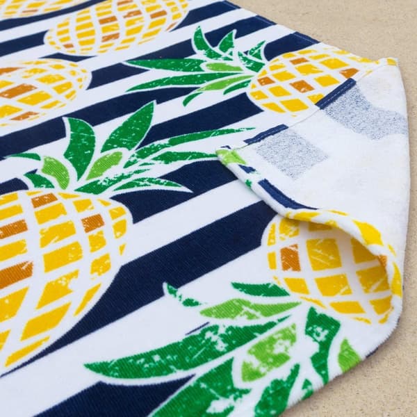Bomclap rantapyyhe 70x140cm - Ananas - Muster auf Blau - Weiß - Streifen, Quick Rock kylpypyyhe, matkapyyhe