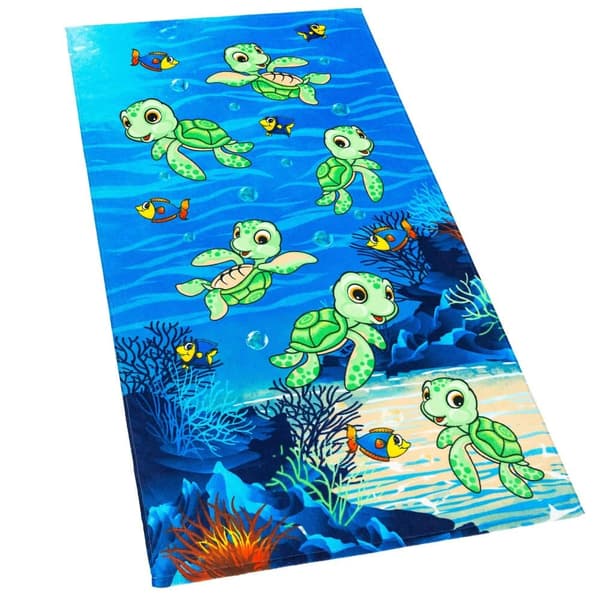 Bomclap Rantapyyhe 70x140cm - Piirretty hyttyskilpikonnat - Unterwasser - Aihe, Quick Rock kylpypyyhe, matkapyyhe