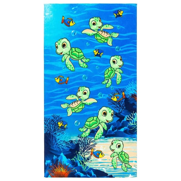 Bomclap Rantapyyhe 70x140cm - Piirretty hyttyskilpikonnat - Unterwasser - Aihe, Quick Rock kylpypyyhe, matkapyyhe