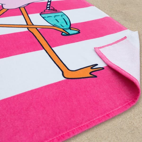Bomclap Rantapyyhe 70x140cm - Flamingo - Design auf Pink - Weiß - Streifen, Fast-Rock kylpypyyhe, Matkapyyhe