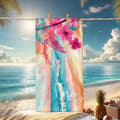 Miniatyrbillede 2 af 4: Bomclap Strandhåndklæde 70x140cm - Tropische Blumen - motiv i Pastel - Farben Fastrocknendes Badehåndklæde Rejsehåndklæde