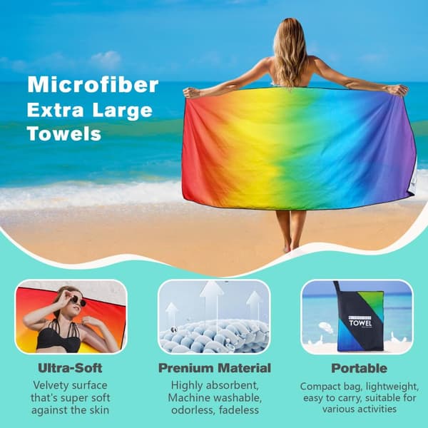 Bomclap Ultra Soft 70*140CM suuri venytetty mikrokuituinen rantalakana - sopii moniin rantailtoihin