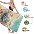 Pikkukuva 4 / 4: Bomclap Rantapyyhe 70x140cm - Krabben - Motiv mit Meereskreaturen und Muscheln am Strand Fastrocknendes Kylpypyyhe Matkapyyhe