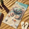 Pikkukuva 2 / 4: Bomclap Rantapyyhe 70x140cm - Krabben - Motiv mit Meereskreaturen und Muscheln am Strand Fastrocknendes Kylpypyyhe Matkapyyhe