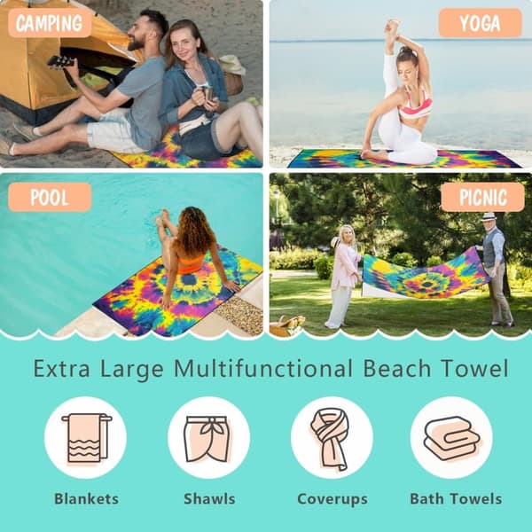 Bomclap Ultra Soft 70*140CM Stort Strakt Mikrofiber Strandark - Fantastisk til masser af strandaftener