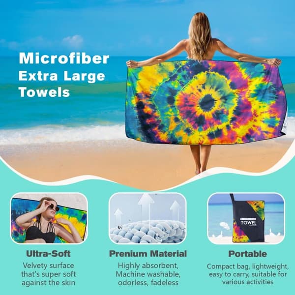 Bomclap Ultra Soft 70*140CM Stort Strakt Mikrofiber Strandark - Fantastisk til masser af strandaftener