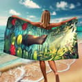 Pikkukuva 3 / 4: Bomclap Rantapyyhe 70x140cm - Otter im tropischen Fluss - Motiv mit Seerosen Snabbrocknendes Kylpypyyhe Matkapyyhe