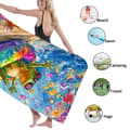 Pikkukuva 4 / 4: Bomclap Rantapyyhe 70x140cm - Fröhlicher Frosch auf buntem Schwimmring - Motif Quick keinuva Kylpypyyhe Matkapyyhe