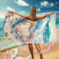 Miniatyrbillede 3 af 4: Bomclap Strandhåndklæde 70x140cm - Herz aus Muscheln am Strand - Motiv mit Wellen - Hintergrund Fast Rock Badehåndklæde Rejsehåndklæde