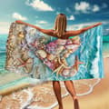 Pikkukuva 3 / 4: Bomclap Rantapyyhe 70x140cm - Herz aus Meeresunterlagen - Motiv am Strand Fastrocknendes Kylpypyyhe Matkapyyhe