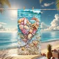 Pikkukuva 1 / 4: Bomclap Rantapyyhe 70x140cm - Herz aus Meeresunterlagen - Motiv am Strand Fastrocknendes Kylpypyyhe Matkapyyhe