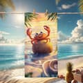 Pikkukuva 1 / 4: Bomclap Rantapyyhe 70x140cm - Sarjakuva - Crab auf Coconut Cuddle - Motif am Beach Quick Rock Kylpypyyhe Matkapyyhe