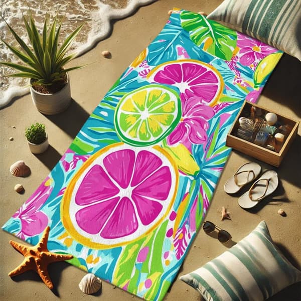 Bomclap Rantapyyhe 70x140cm - Frucht - und Blue - motiivi - Kylpypyyhe Matkapyyhe