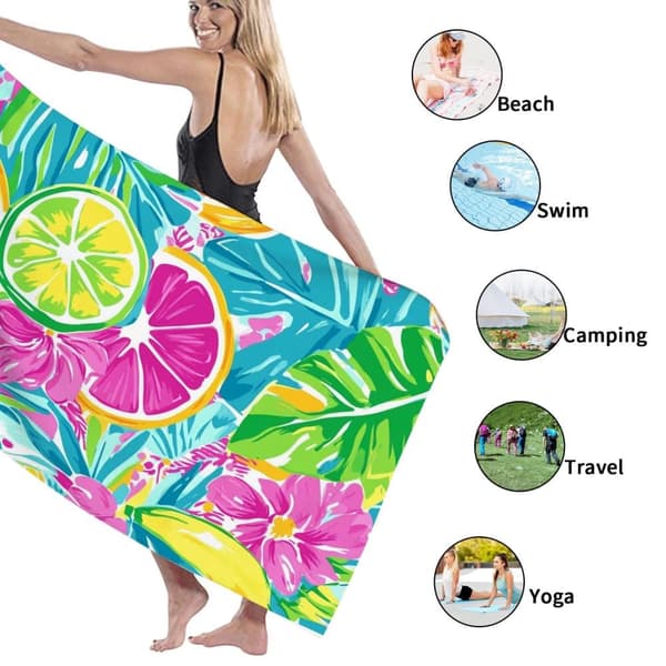 Bomclap Rantapyyhe 70x140cm - Frucht - und Blue - motiivi - Kylpypyyhe Matkapyyhe