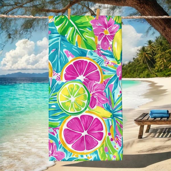 Bomclap Rantapyyhe 70x140cm - Frucht - und Blue - motiivi - Kylpypyyhe Matkapyyhe