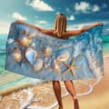 Pikkukuva 3 / 4: Bomclap Rantapyyhe 70x140cm - Meereskreaturen und Muscheln am Strand - Kylpypyyhe Matkapyyhe