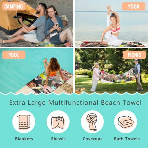 Bomclap magnetiske hjørneskuffer 70*140CM stort strakt mikrofiber strandark - ideel til fastgørelse til stole