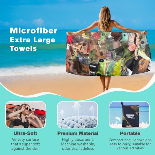 Bomclap magnetiske hjørneskuffer 70*140CM stort strakt mikrofiber strandark - ideel til fastgørelse til stole