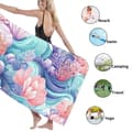 Pikkukuva 3 / 4: Bomclap Rantapyyhe 70x140cm - Meeresmotiv mit Wellen, Muscheln und Korallen - Kylpypyyhe Matkapyyhe