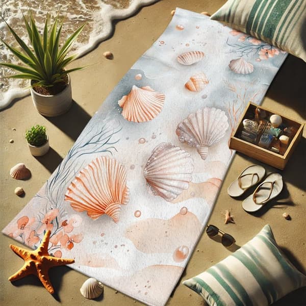 Bomclap Rantapyyhe 70x140cm - Muscheln - Design - Kylpypyyhe Matkapyyhe